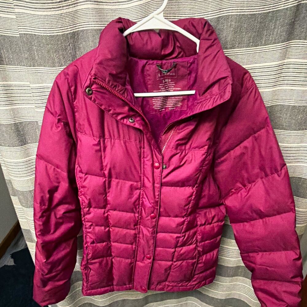 L.L.Bean Perfect Down Jacket Women's S Regular Purple Puffer Down Zip/Snap